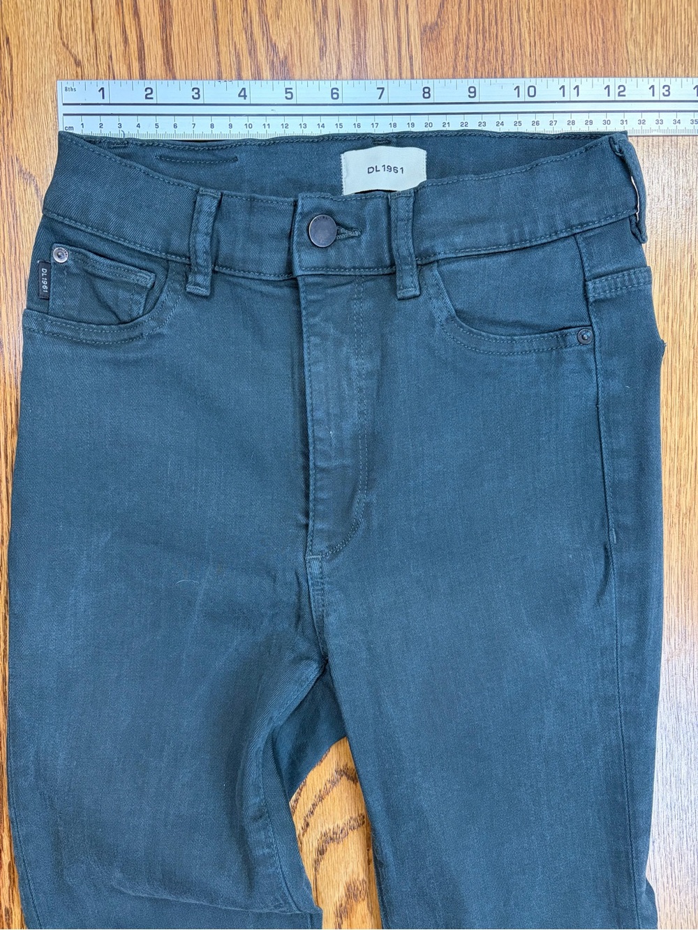 DL1961 Bridget Boot High-Rise Black Flare Raw Hem Jeans (27) - Picture 10 of 14